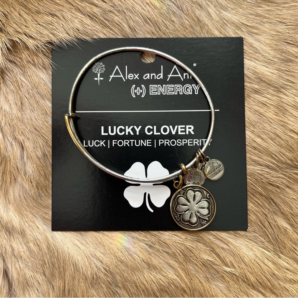 Alex and Ani Lucky Clover silver bracelet
